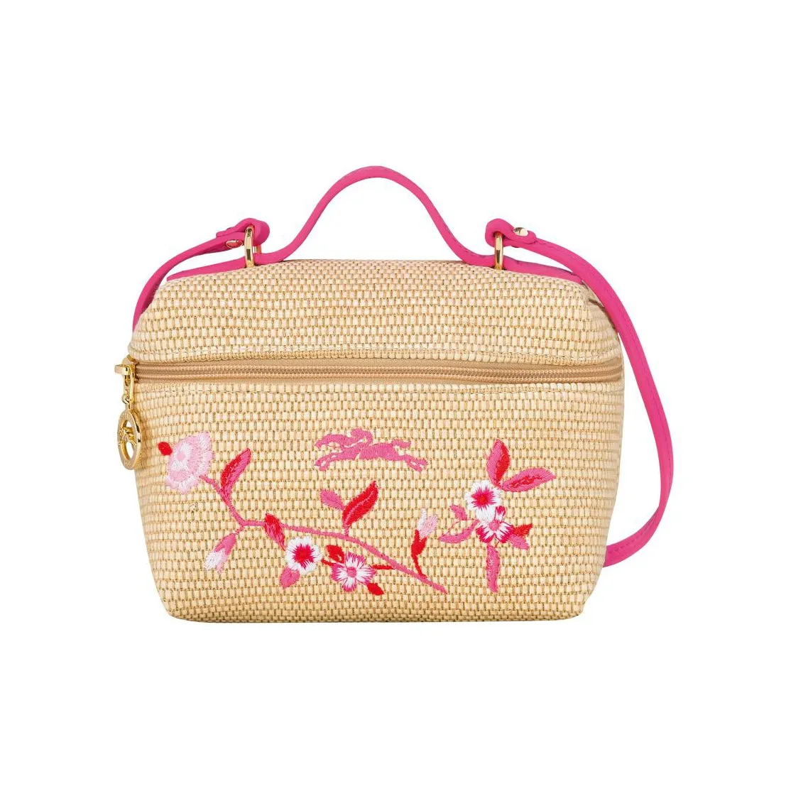 LONGCHAMP Le Panier Pliage Canvas With Leather Canvas Bag, Handbag, Shoulder Bag, Crossbody Bag Mini Women's Peach Pink