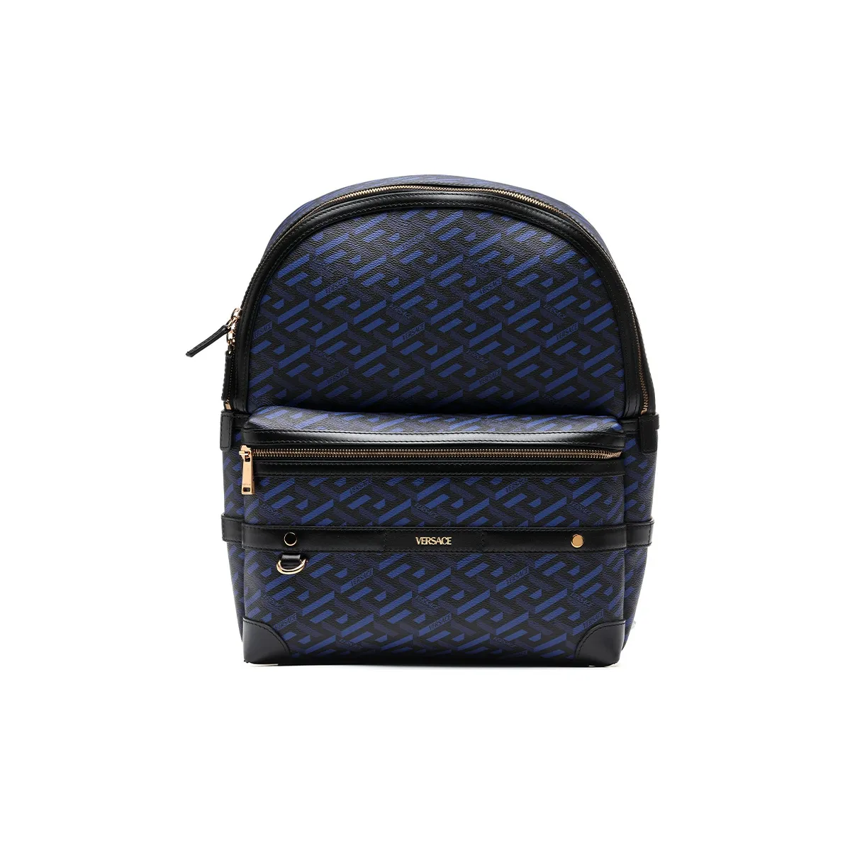VERSACE Multicolor Coated Canvas Backpack Tubas Men's Blue & Black