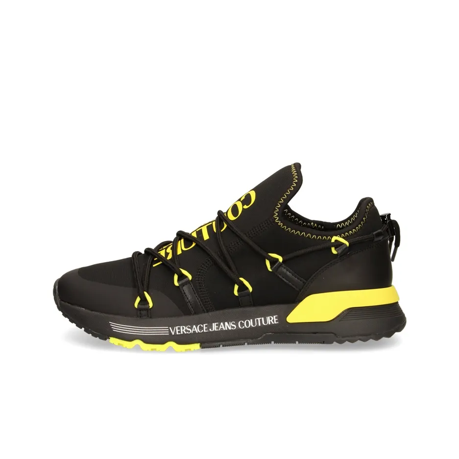 VERSACE JEANS Low Top Sports Casual Shoes Men's Black Yellow
