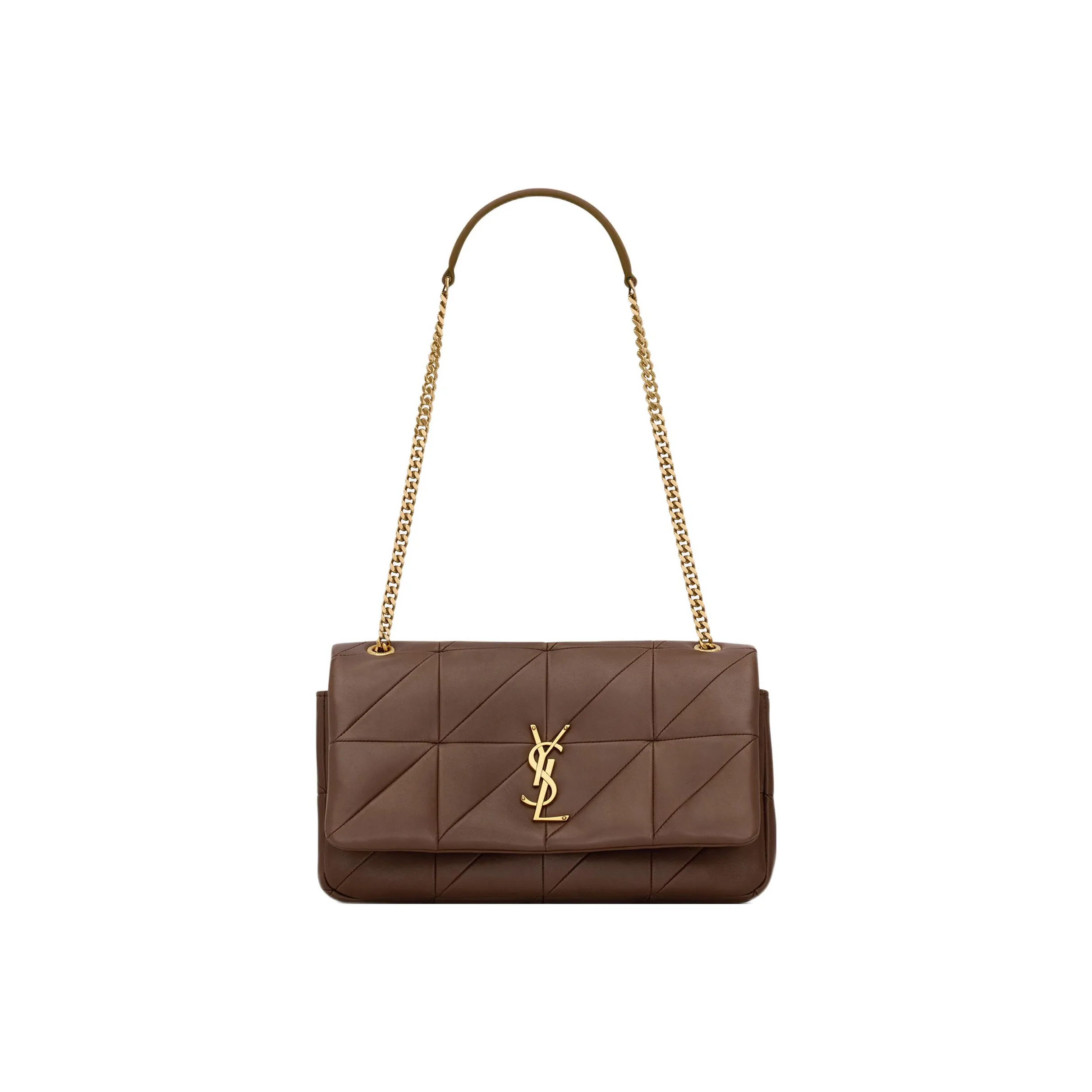 SAINT LAURENT Lambskin Portable Crossbody Bag, Shoulder Bag Women's Brown