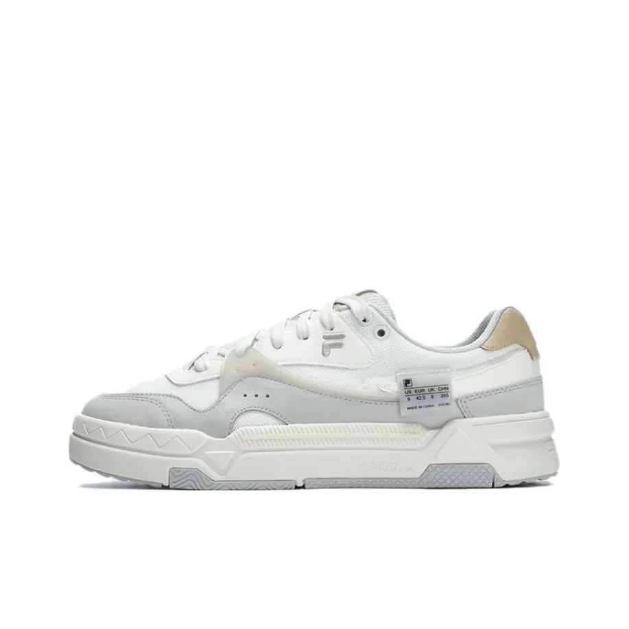 FILA FUSION Банк Ударостойкость и Устойчивость к Износу Низкий Топ Скейтборд Кроссовки Мужские Белые Серые