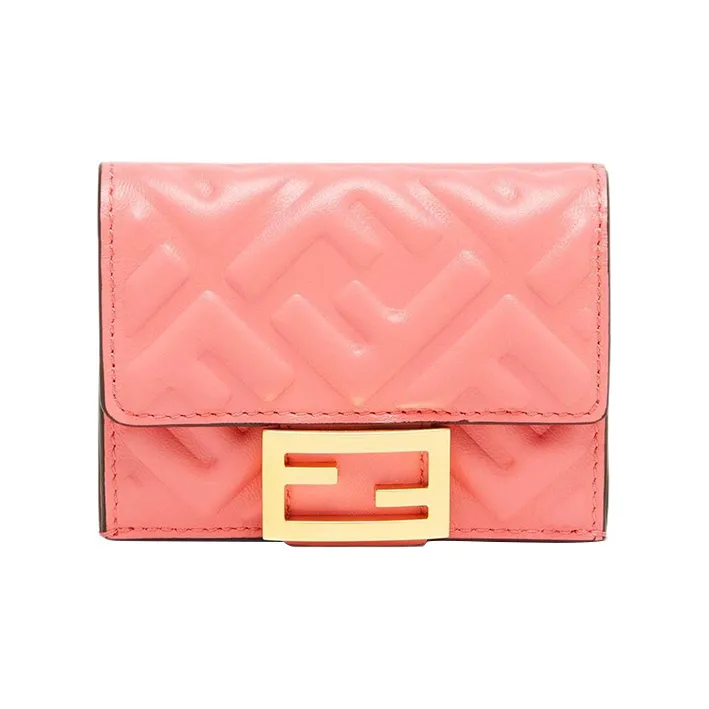 FENDI Baguette Lambskin Wallet Women's Pink