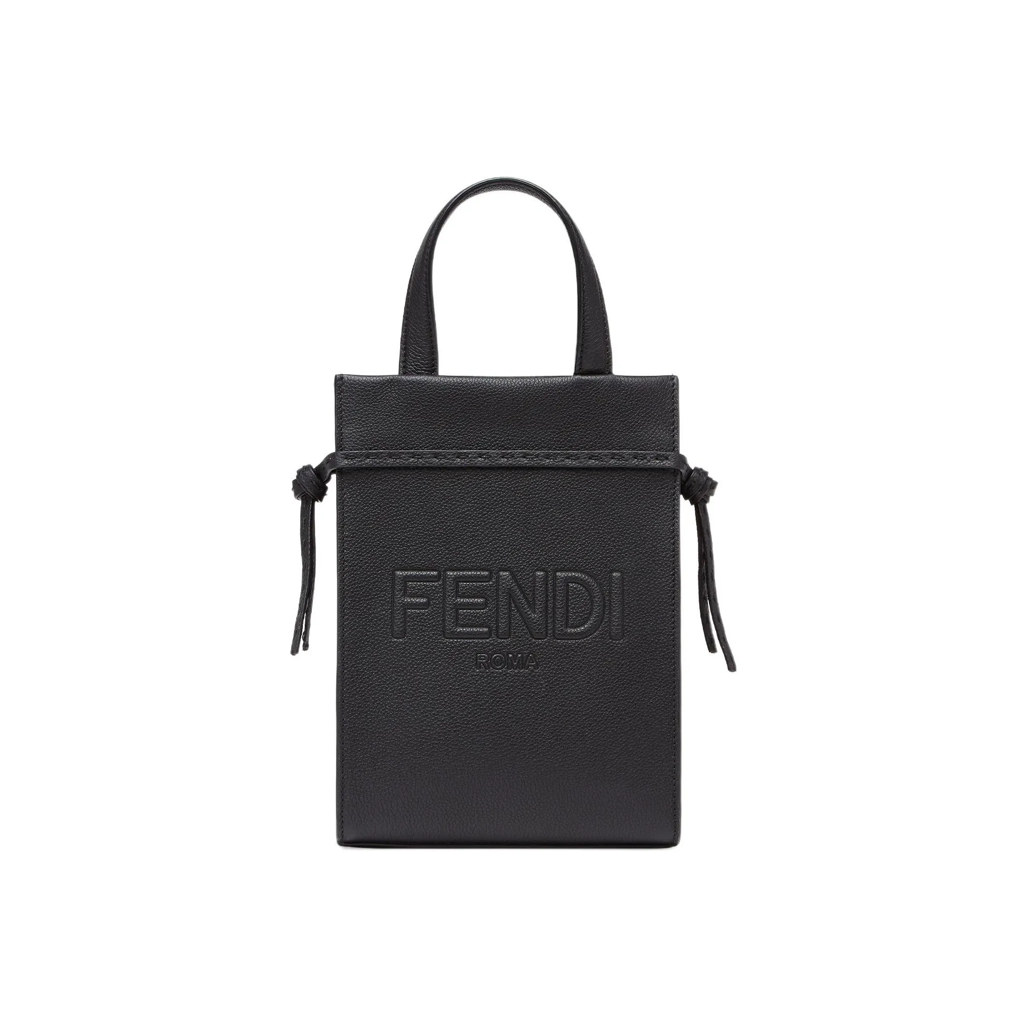 FENDI Calfskin Shoulder Bag Crossbody Bag Handbag Mini Men's Black