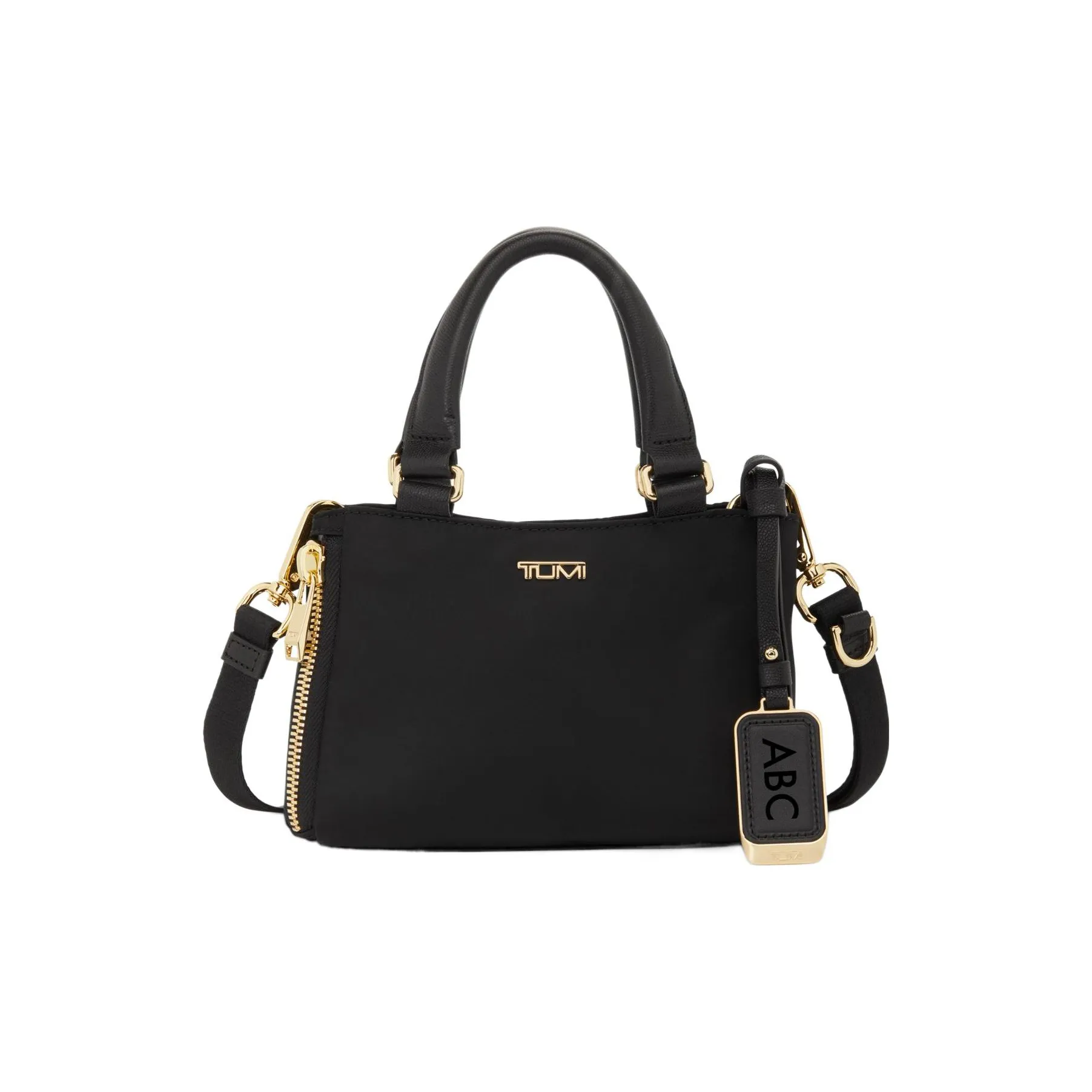 TUMI Nylon Tote Bag, Shopping Bag, Handbag, Shoulder Bag, Crossbody Bag Trumpets Women's Black & Gold
