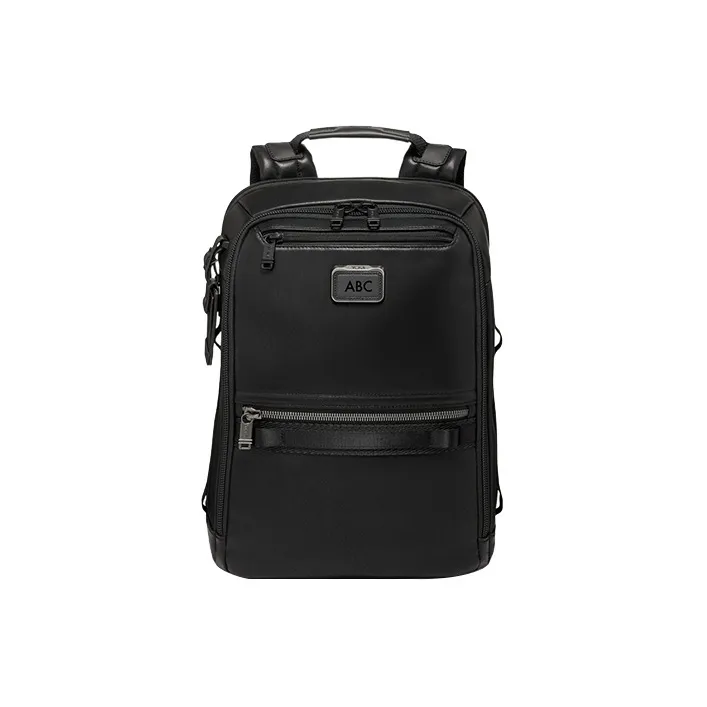 TUMI Alpha Bravo Recycled Leather Backpack Men's Black