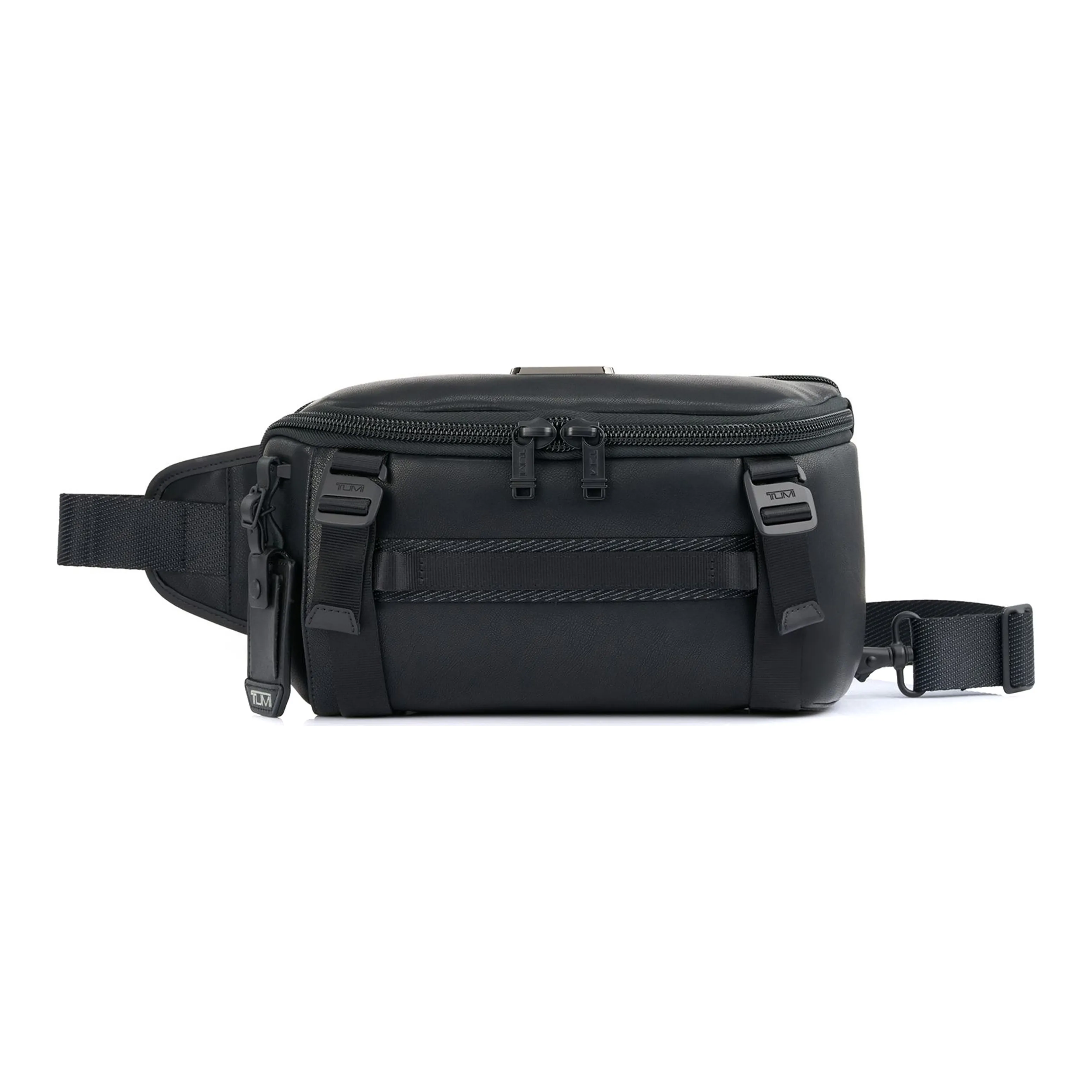 TUMI Alpha Bravo Leather Fanny Pack, Sling Bag, Crossbody Bag, Shoulder Bag Women's Black