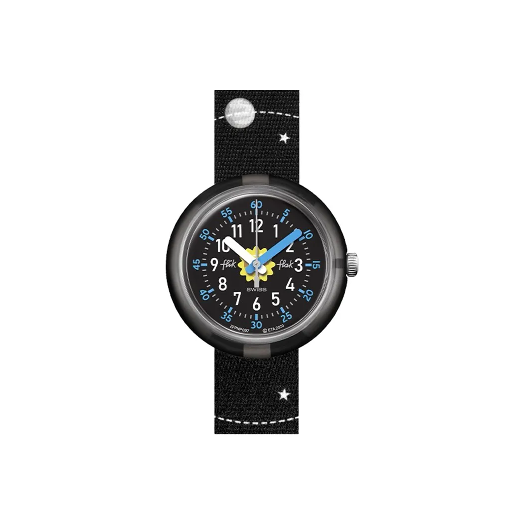 Swatch Quartz Механизм Унисекс Часы 28 мм Черный Циферблат Пластик Биоразлагаемый Материал Корпус Часы Ткань Ремешок