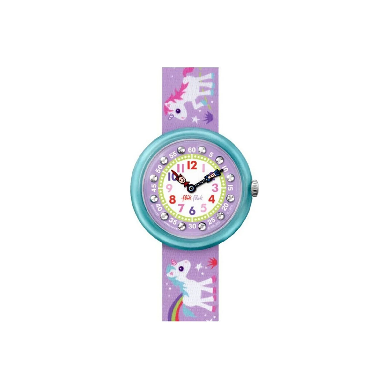 SWATCH Flik Flak Feifei Series Кварцевый механизм Детские часы 32 мм Фиолетовый циферблат Часы Пластиковый корпус Часы Пластиковый ремешок