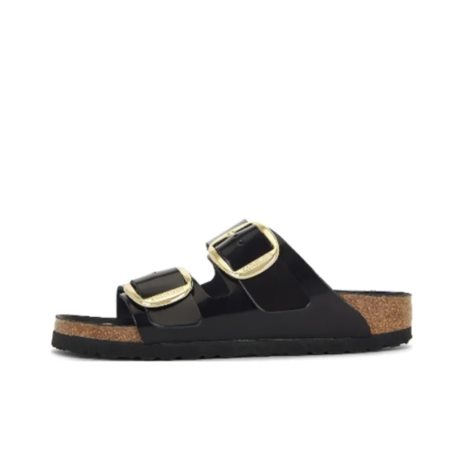 Birkenstock Arizona Big Buckle Natural Leather Narrow Fit Sandals 'Patent High Shine Black' Women's