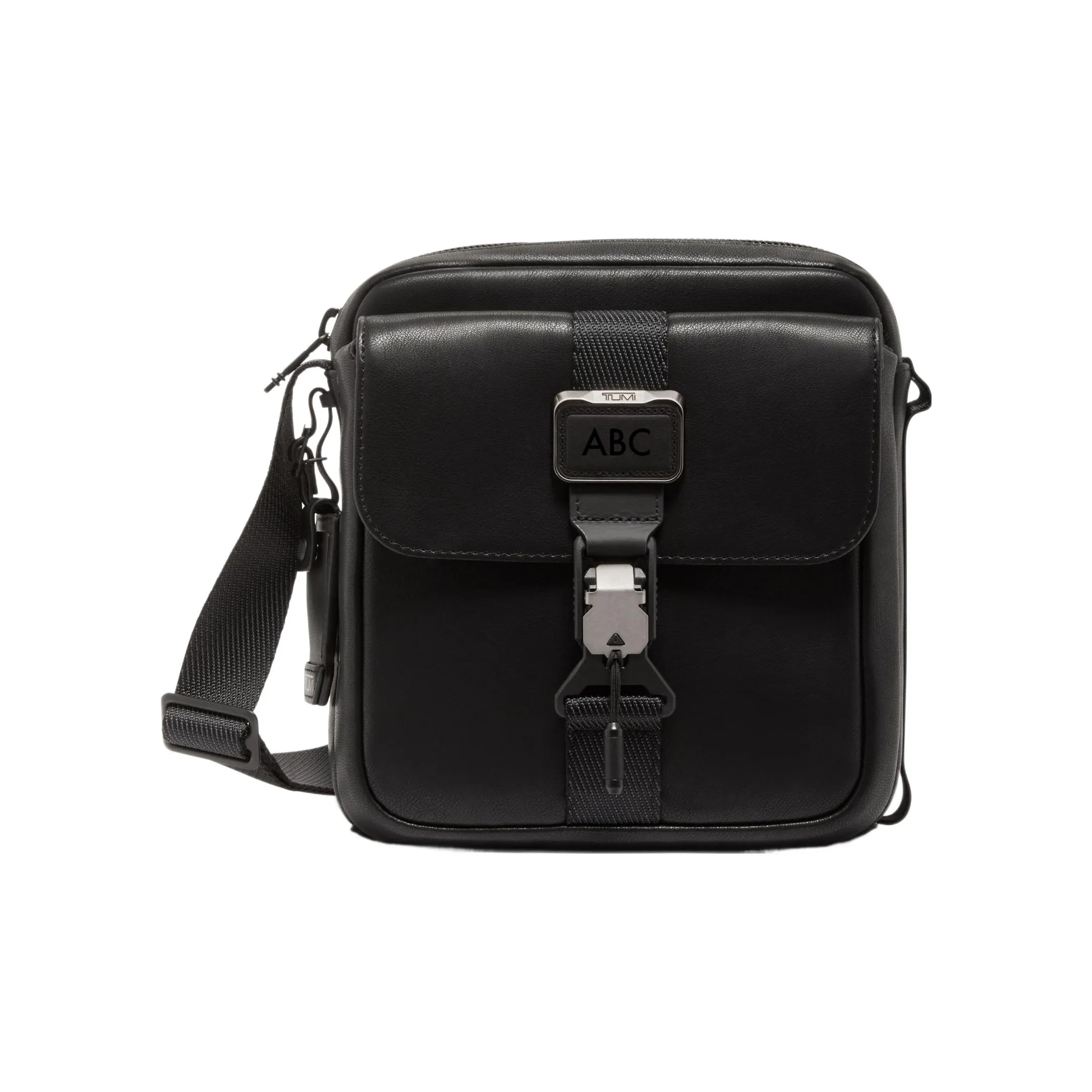TUMI Leather Shoulder Bag, Crossbody Bag Unisex Black