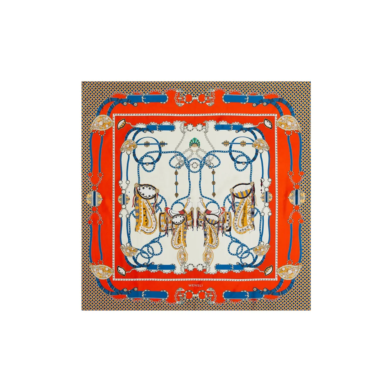 WENSLI Настоящий шелковый шарф двусторонний с принтом большой женский