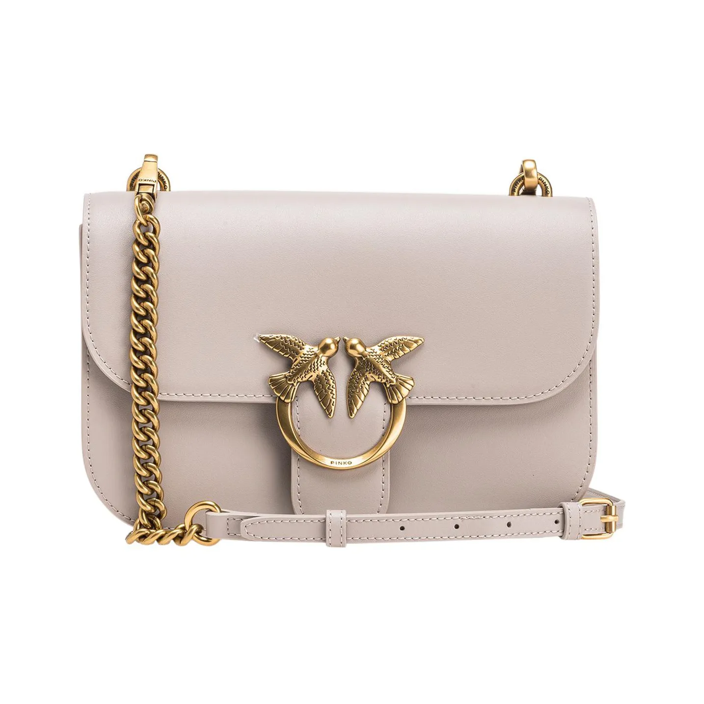 PINKO Телячья кожа Сумка через плечо Стандартная Женская Серого цвета