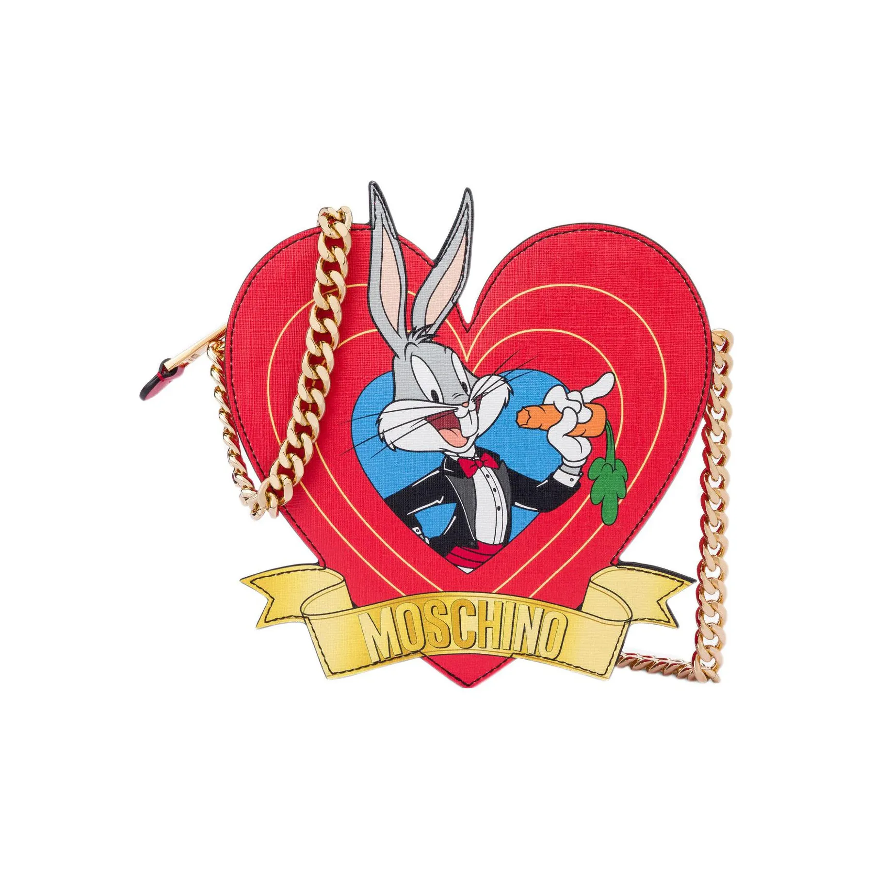 MOSCHINO PU Polyurethane Heart Shaped Bag, Crossbody Bag, Shoulder Bag Women's Red