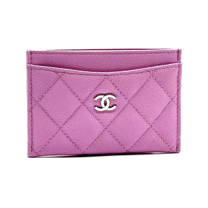 CHANEL 23P SS Cow Leather Coin Purse, Card Holder Women's Pink