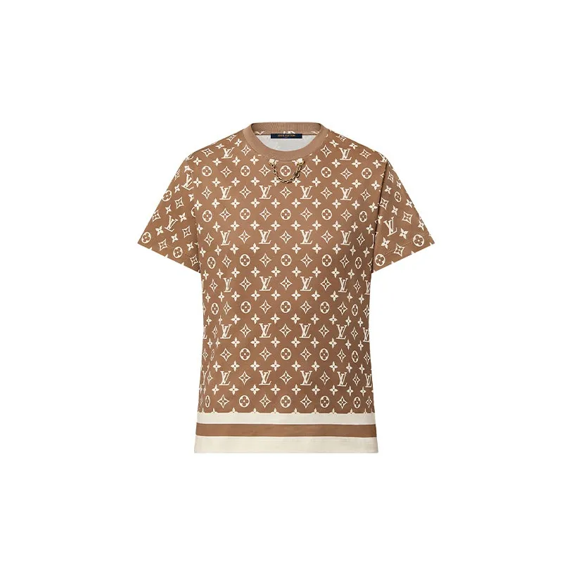 LOUIS VUITTON Stripe Accent Monogram T Shirt