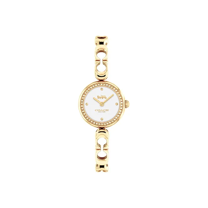 COACH Женские часы Кварцевый механизм ремешок из нержавеющей стали 28 мм золотистый циферблат
