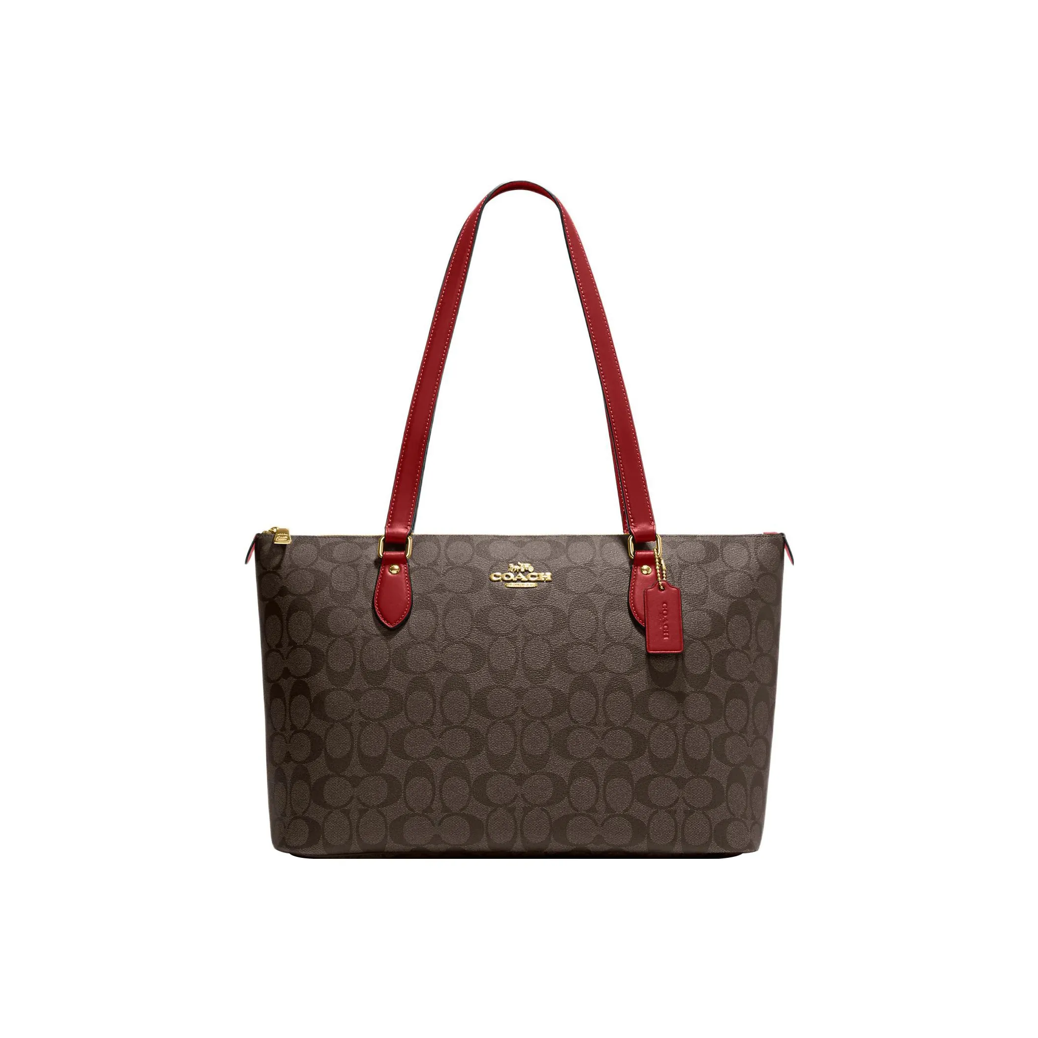 COACH Gallery Холст и Кожа Тоут Сумка Сумка для покупок Сумка Сумка через плечо Женская Коричневая