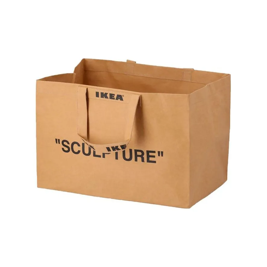 OFF Белый Бумага Тоут Сумка Сумка для покупок Сумка для хранения Сумка большая унисекс коричневый