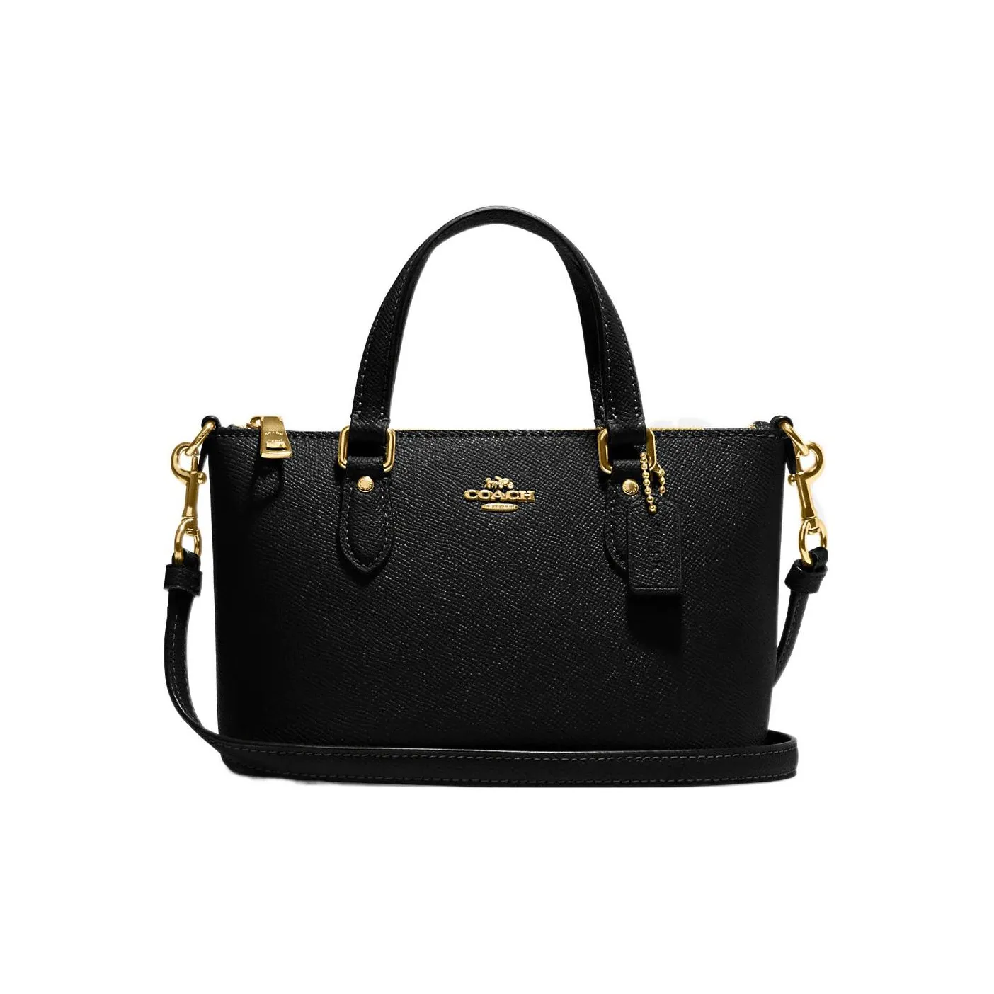 COACH Gallery Cross Grain Leather Handbag, Shoulder Bag, Crossbody Bag Mini Women's Black