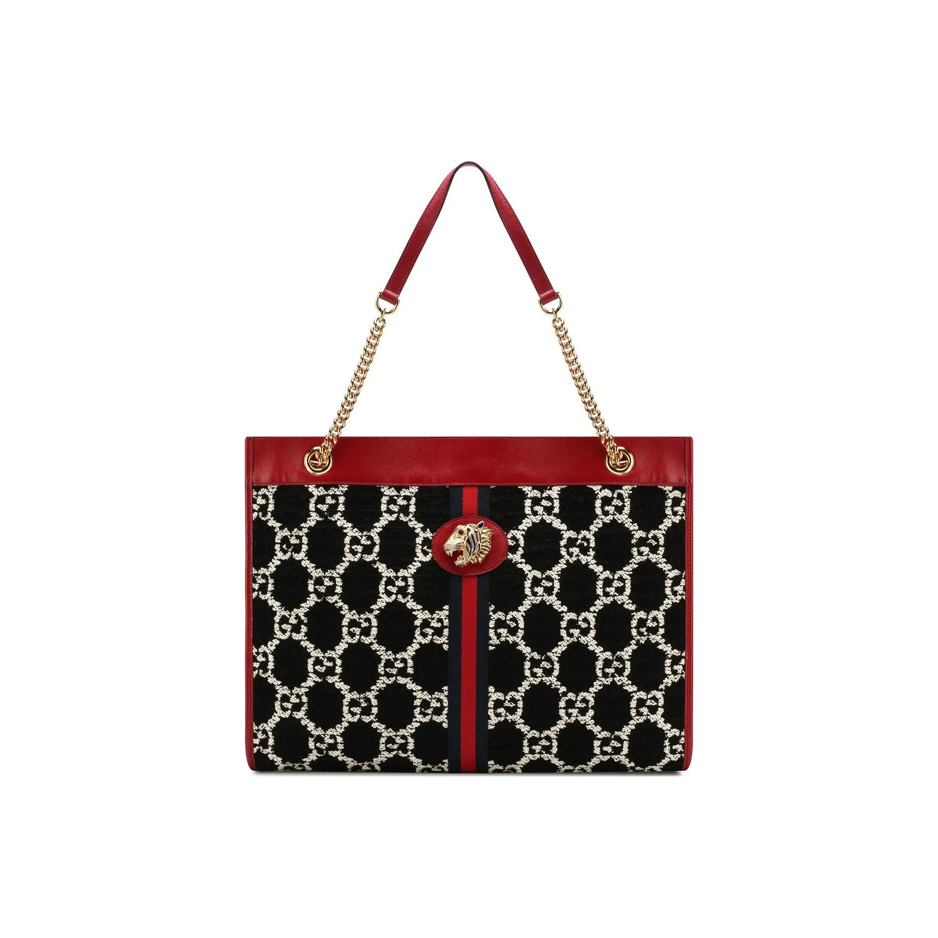 GUCCI Embroidery With Canvas And Leather Tote Bag, Shopping Bag, Handbag, Shoulder Bag Women's