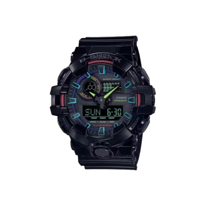 CASIO Кварцевый механизм Часы Мужские Черный циферблат GA 700RGB 1A