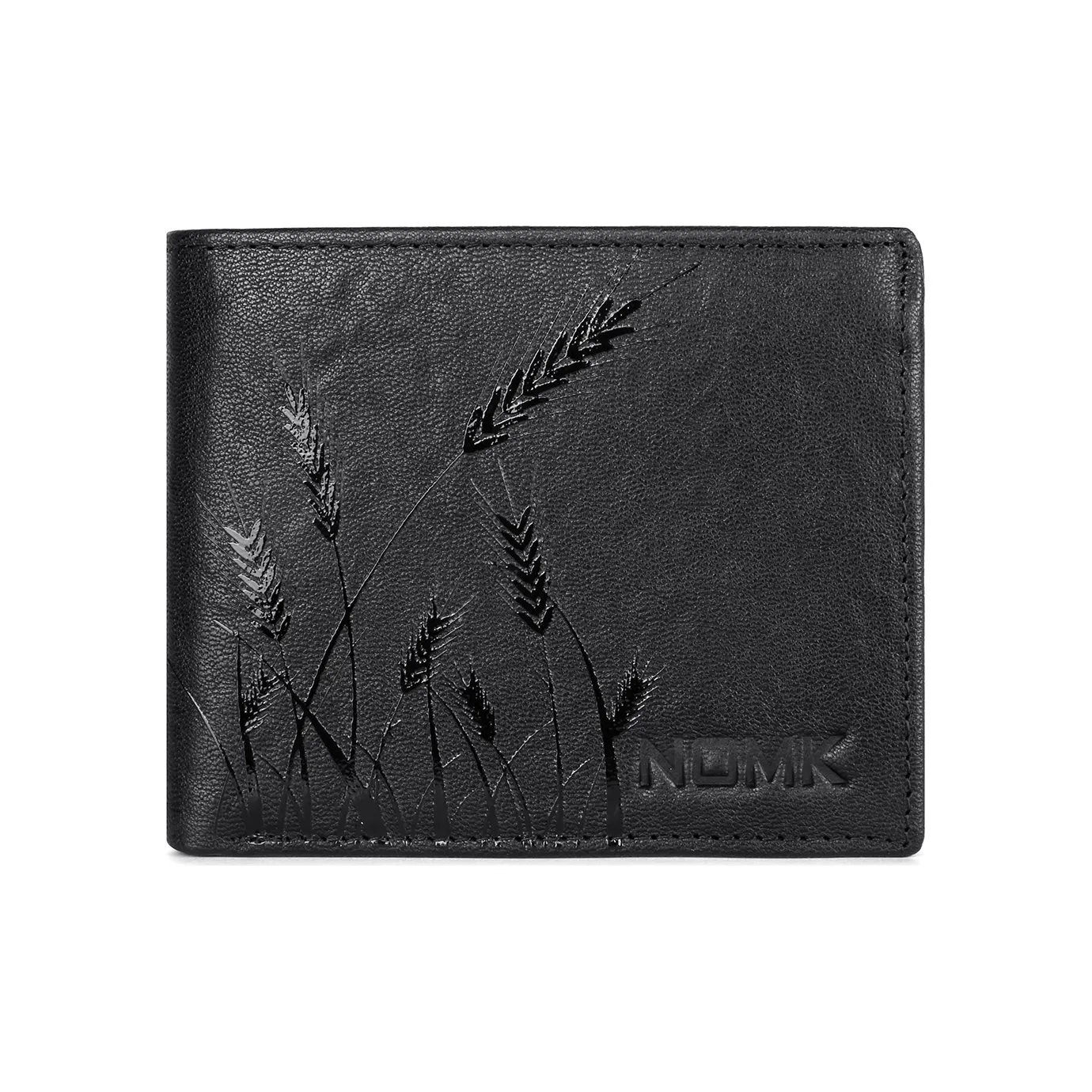 NOMK Кошелек из натуральной коровьей кожи мужской черный