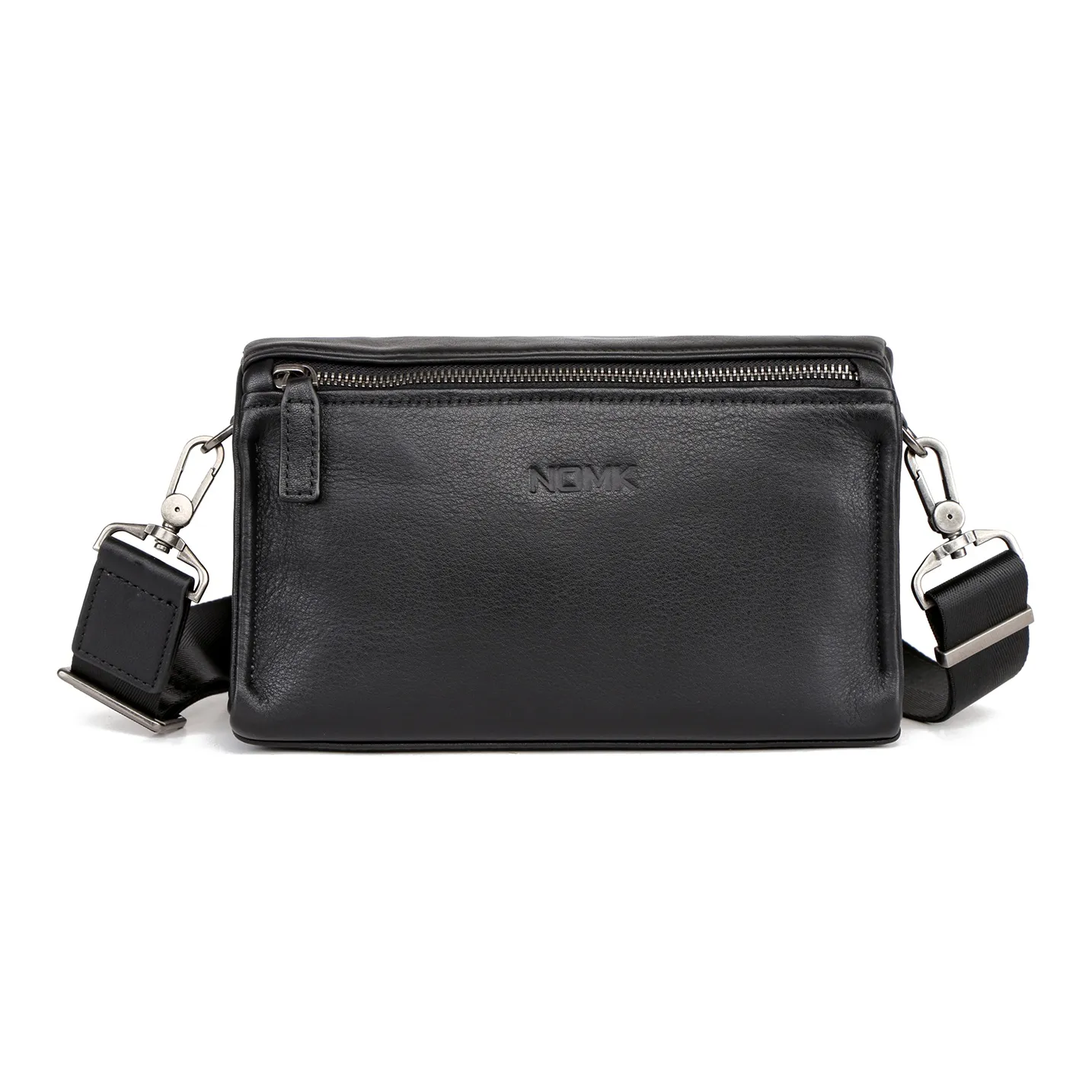NOMK Натуральная кожа верх крупнозернистая текстура коровья кожа курьерская сумка сумка через плечо средний размер унисекс черный