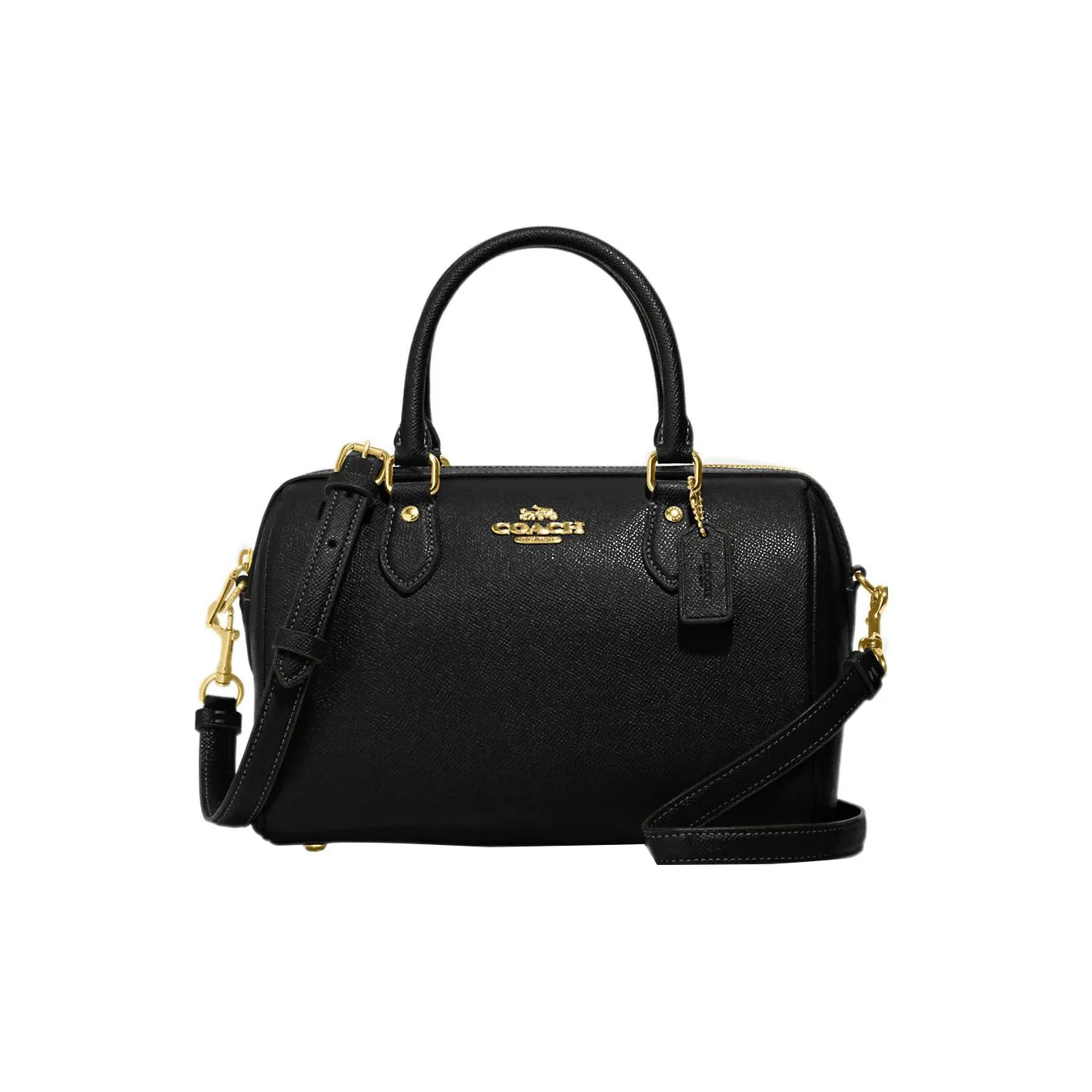 COACH Rowan Крестообразная текстура Кожа Сумка Сумка через плечо Сумка через плечо Средний Женская Черная