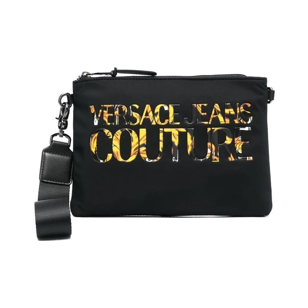 VERSACE JEANS COUTURE Polyester Wrist Bag Clutch Small Men's Black