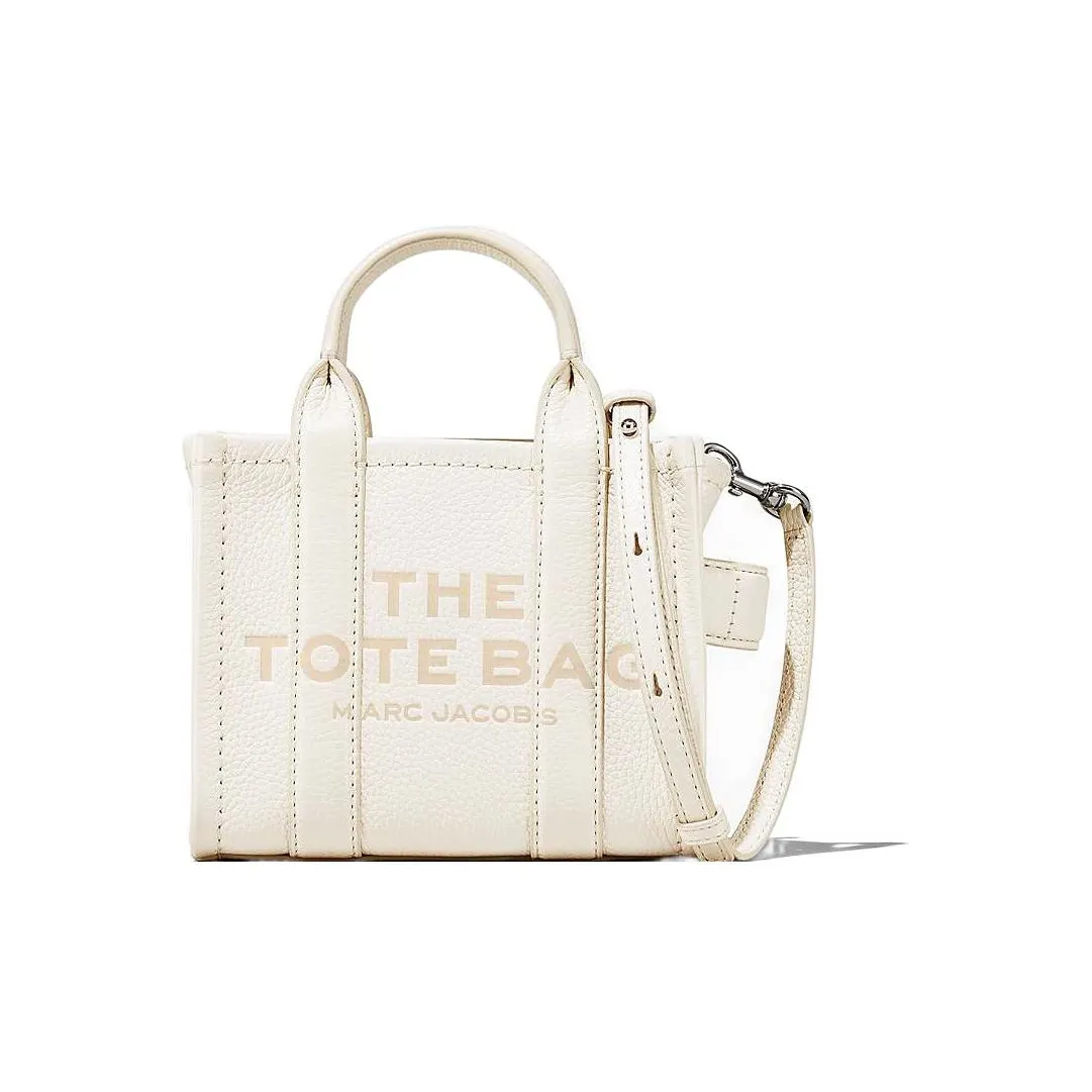 MARC JACOBS Full Grain Leather Tote Bag, Shopping Bag, Handbag, Shoulder Bag, Crossbody Bag Extra Mini Women's White