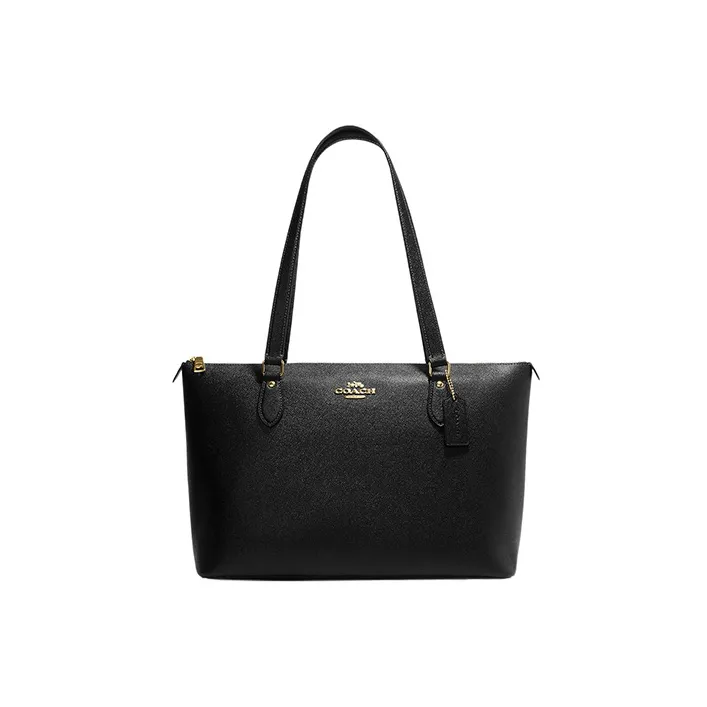 COACH Gallery Крестообразная текстура Кожа Одно плечо Сумка Большой Женские Черный