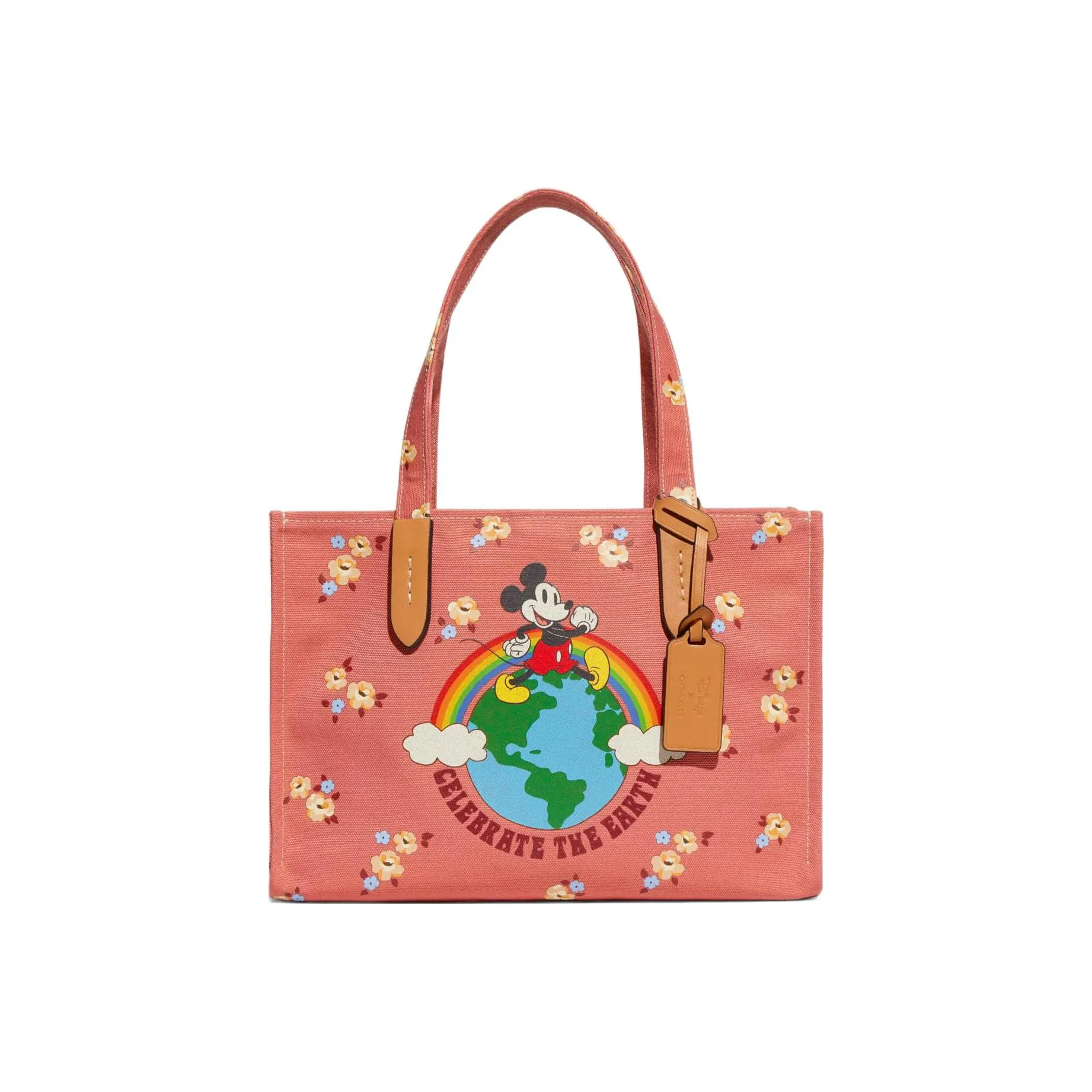 COACH Disney, Collaboration Recycled Tote Fabric Shoulder Bag, Crossbody Bag, Handbag Regular Women's Coral