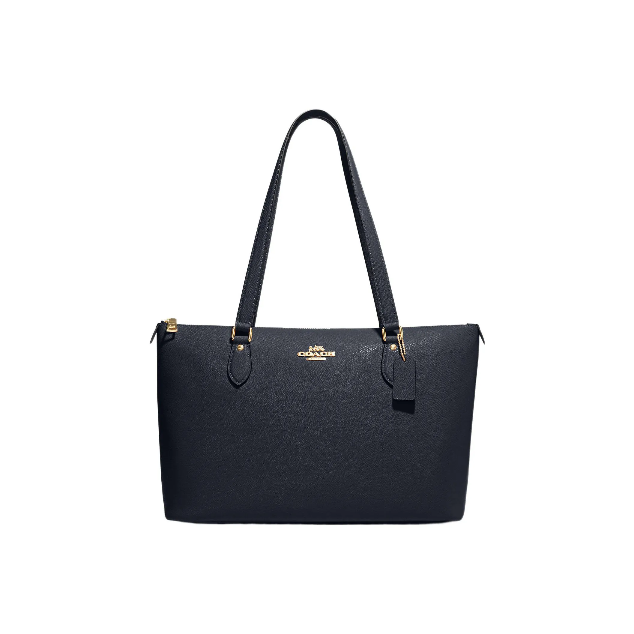 COACH Gallery Крестообразная текстура Кожа Тоут Сумка Сумка для покупок Сумка Сумка через плечо Большая Женская Полночный синий