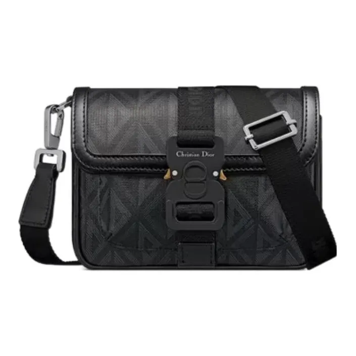 DIOR Hit The Road Canvas With Smooth Cow Leather Handheld Shoulder Bag, Crossbody Bag Mini Men's Black