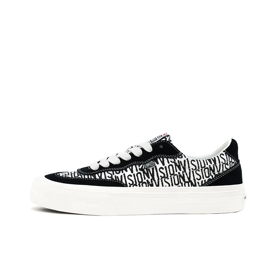 Vision Street Wear Flat Top All Over Print Low Top Skateboard Shoes Unisex Black And White All Over Print