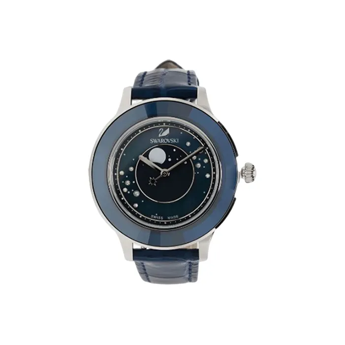 Swarovski Женские часы Кварцевый механизм кожаный ремешок 39 мм синий циферблат