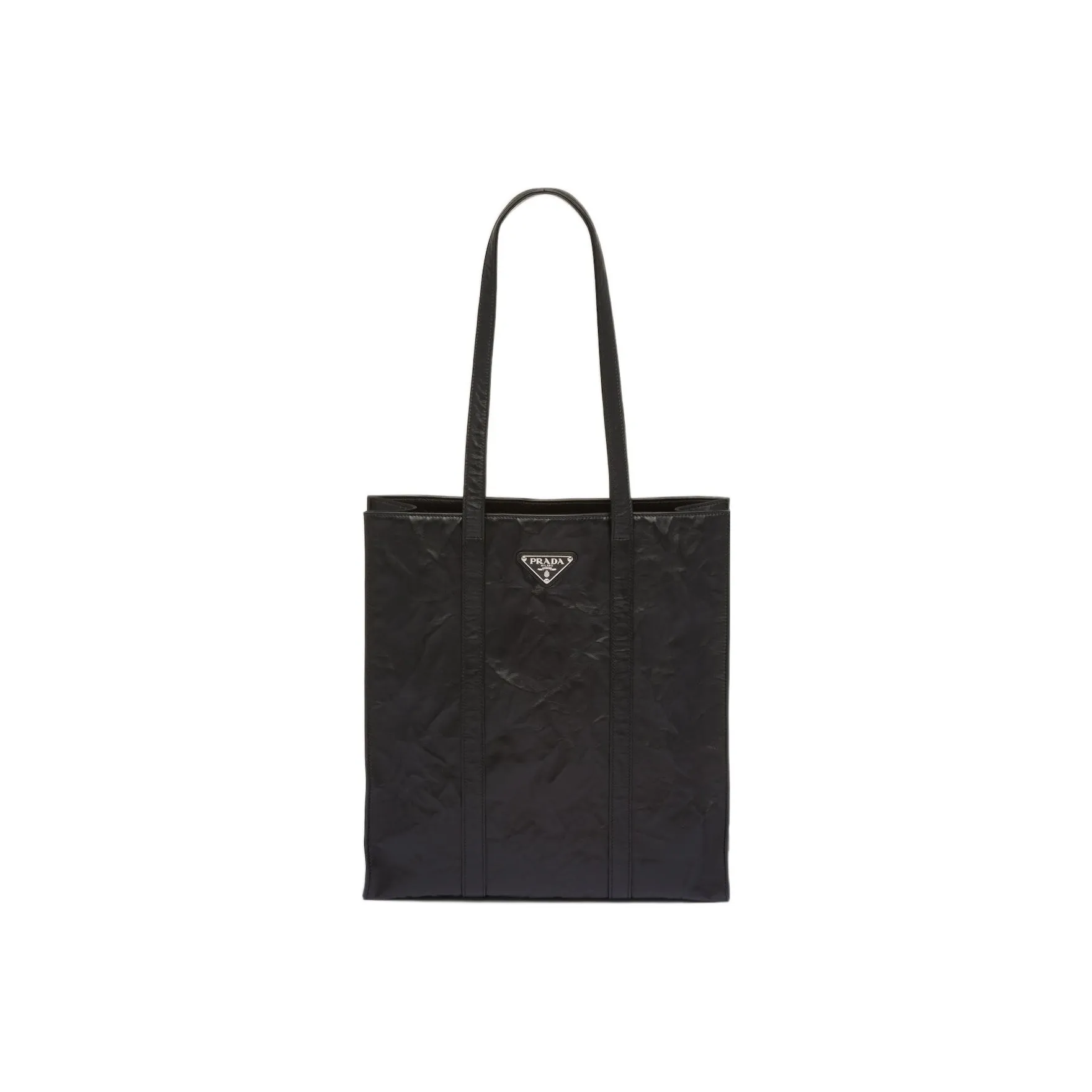 PRADA Small Antique Nappa Leather Tote Black