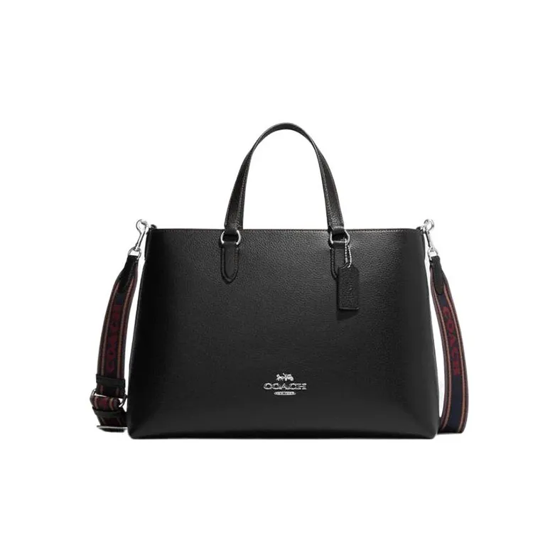 COACH Logan Песочный Кожа Сумка через плечо Сумка Большая Женская Черная