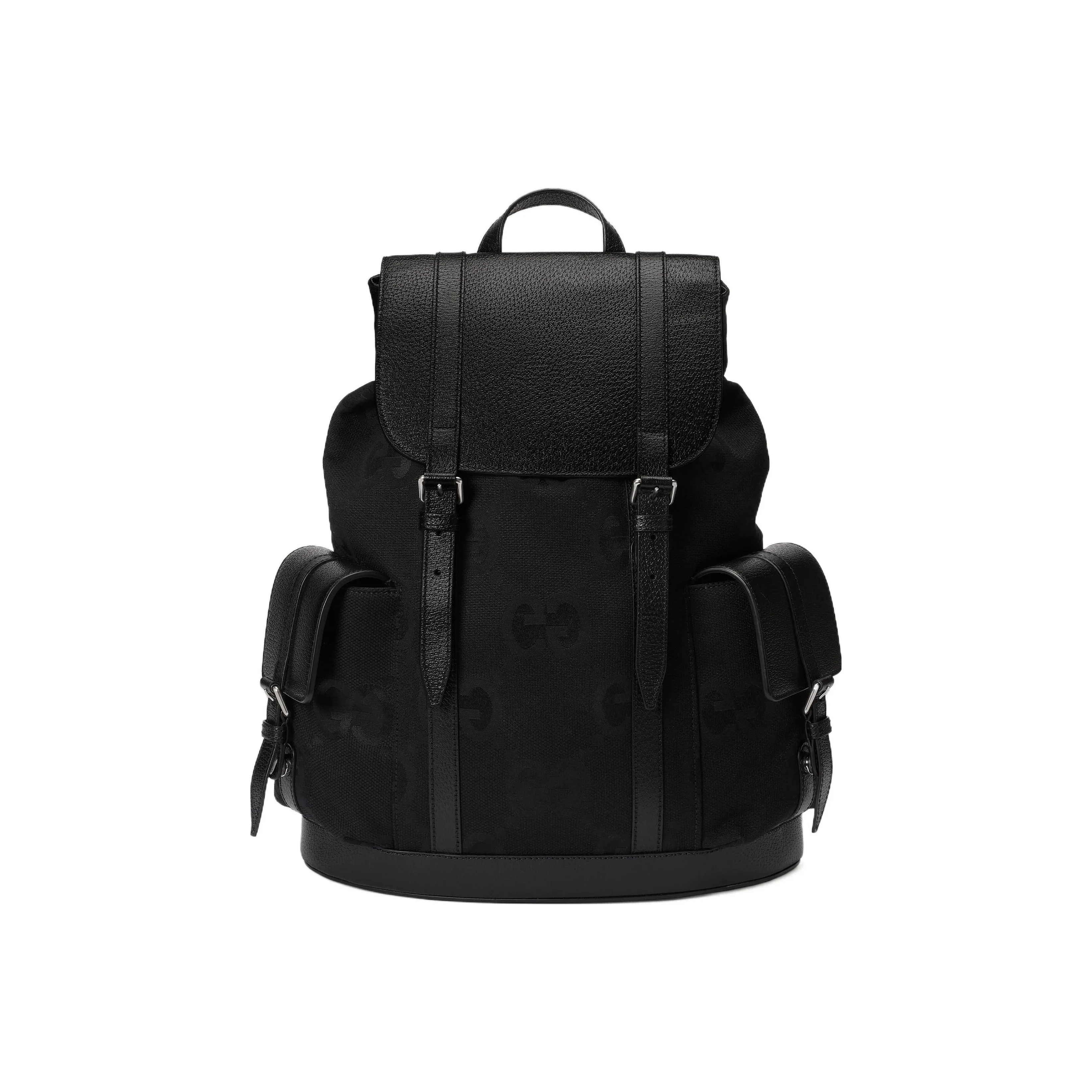 GUCCI Canvas With Leather Backpack Large Size Men's Black