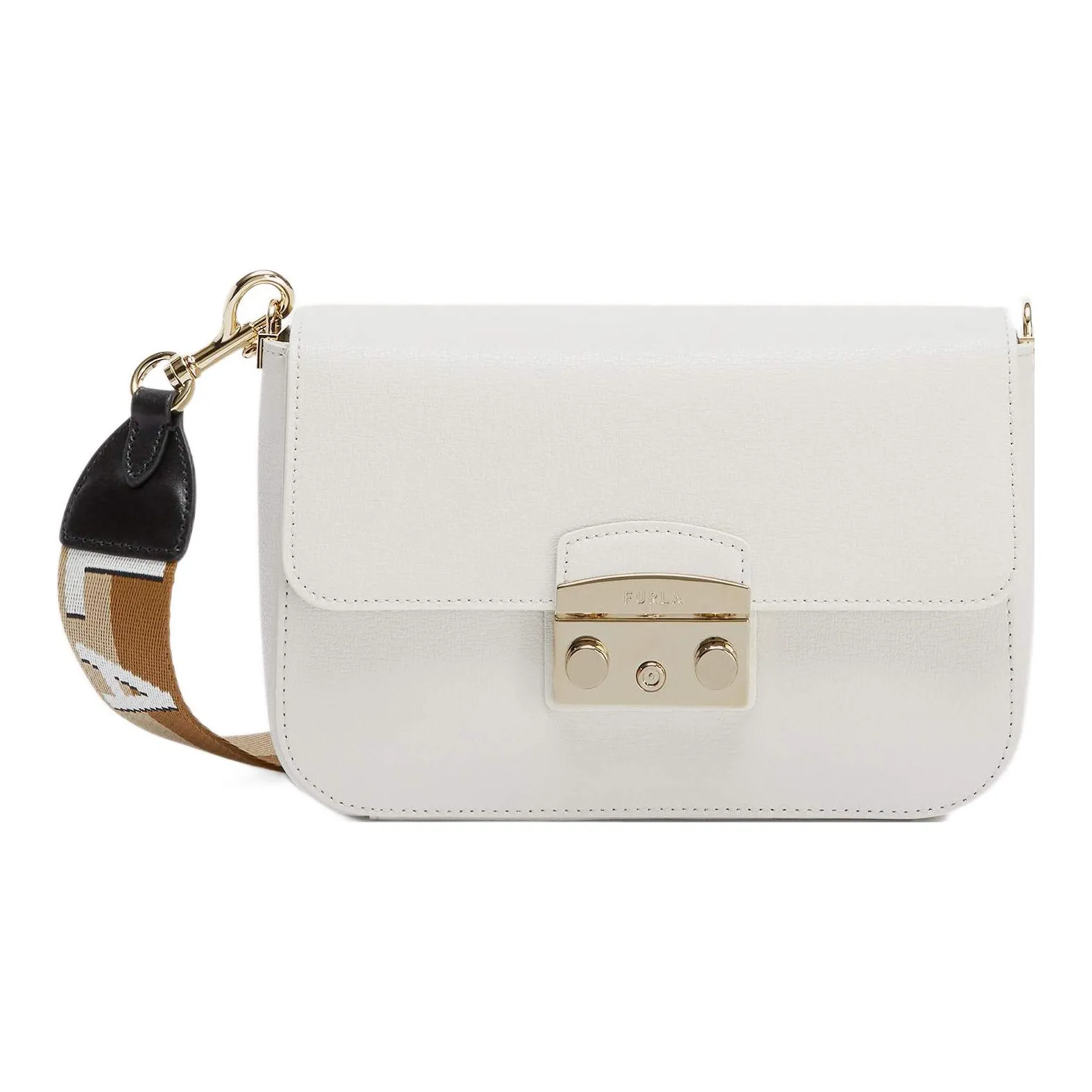 Furla Metropolis Collection Текстурированная Телячья Кожа Сумка через плечо Маленькая Женская Белая