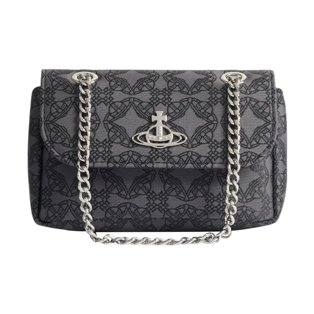 Vivienne Westwood Orborama Карманная Сумка через плечо из жаккардовой ткани Кошелек Маленький Женский Черный Серый