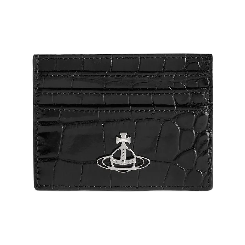Vivienne Westwood Crocodile Embossed Calfskin Cardholder Women's Black Вивьен Вествуд Крокодил Тисненый Телячья кожа Картхолдер Женские Черный