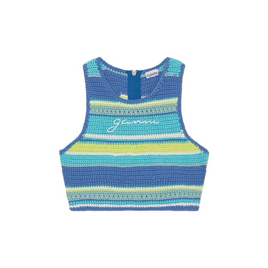 GANNI Tank Tops Bikini Swimwear Women's Blue Citrus Wine