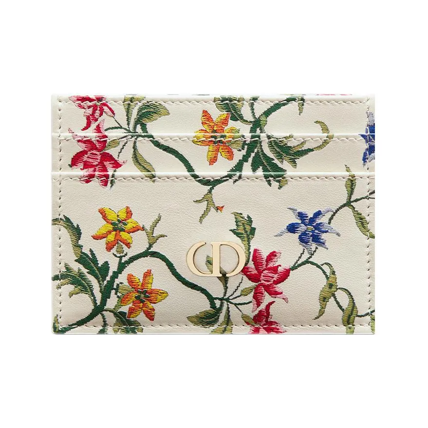DIOR Caro Коровья кожа Держатель для карт Женская Белая