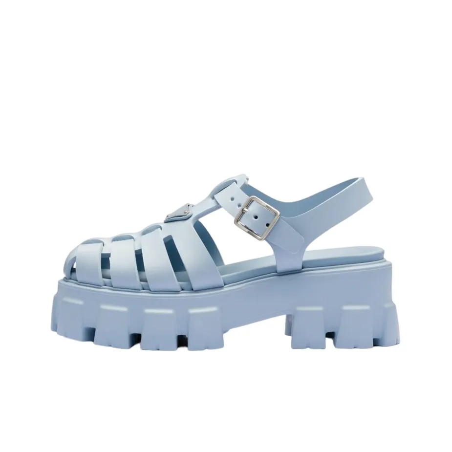 PRADA Monolith Foam Rubber 55mm Sandals Light Blue Women's