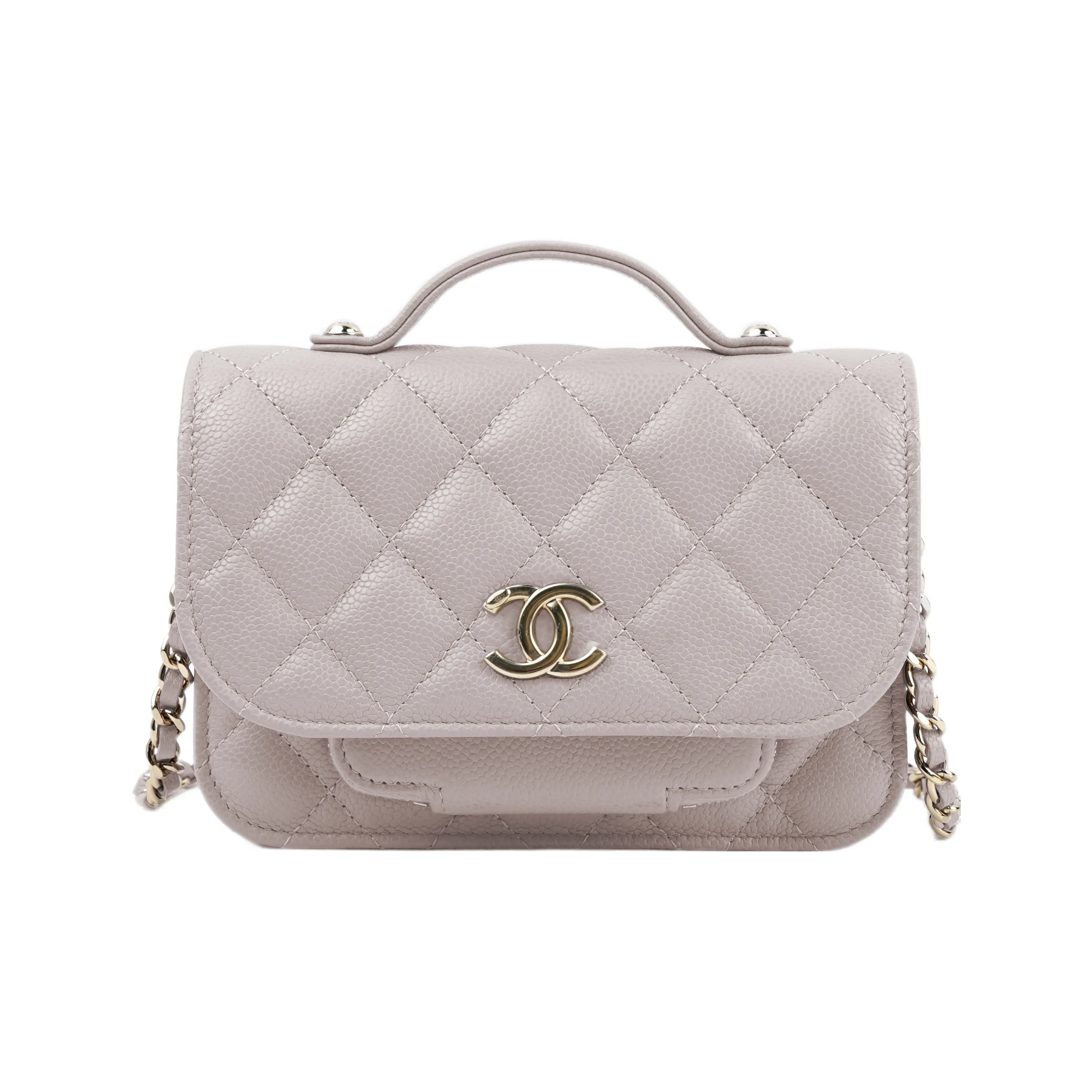 CHANEL Grain Embossed Calfskin Messenger Bag, Crossbody, One Shoulder Handbag Women's Ivory