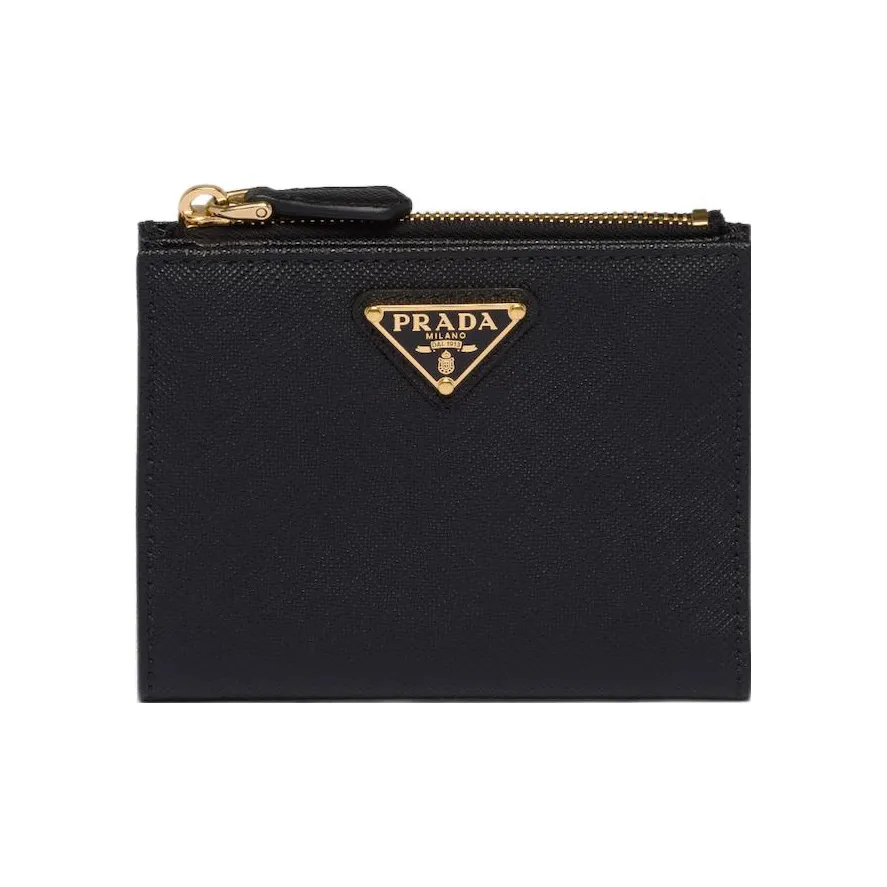 PRADA Saffiano Leather Wallet Small Size Women's Black