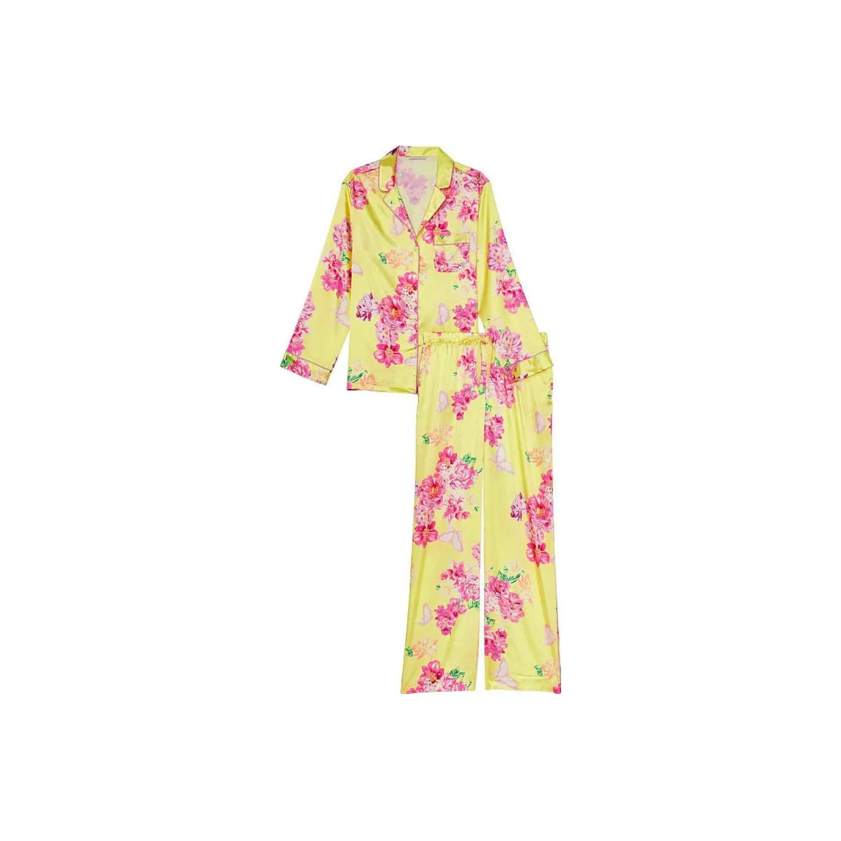 Victoria's Secret Satin Long Pajama Set Pajama Set Women's Yellow
