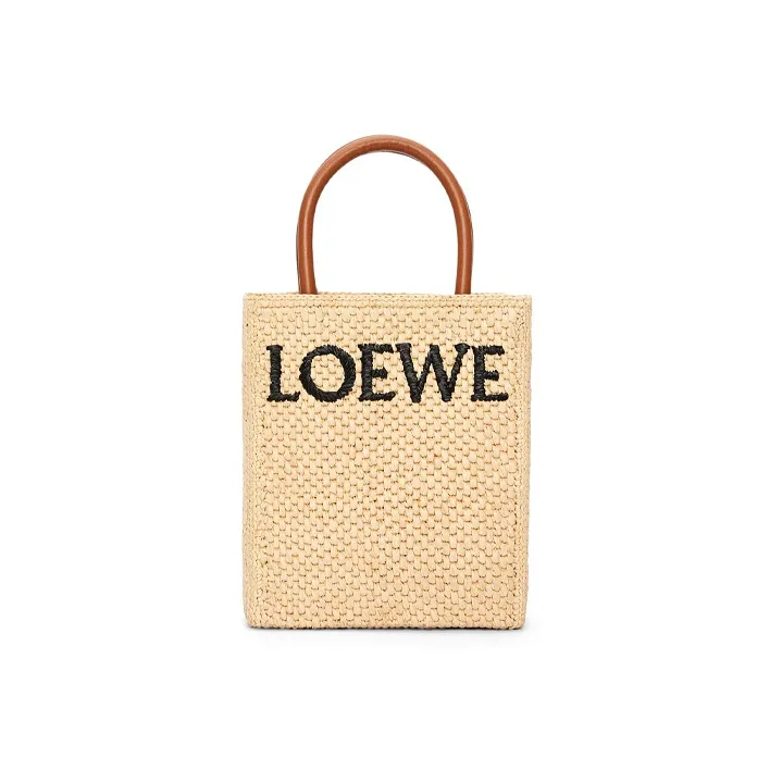 LOEWE Raffia Sheet Music Bag Tote Bag Shopping Bag Handbag Small Size Women's Natural/Black