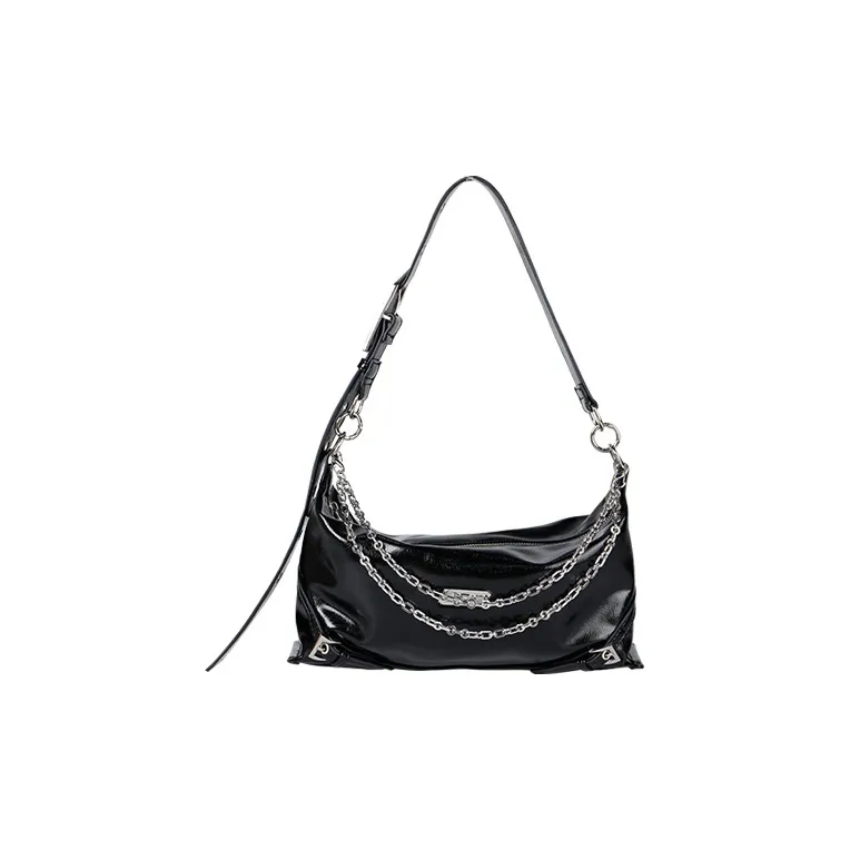 LOLA DESIGN PU Shoulder Bag Small Size Women's Black/Silver